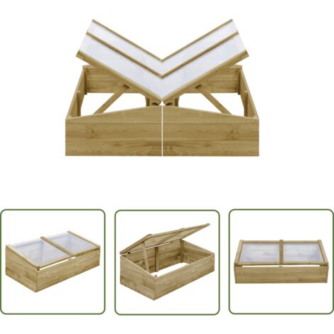 Lot de 2 Serres de Jardin Serre Tunnel de Jardin - Serre pour Plantes Bois de pin imprégné 100x50x35 cm BV296814 - BonneVie