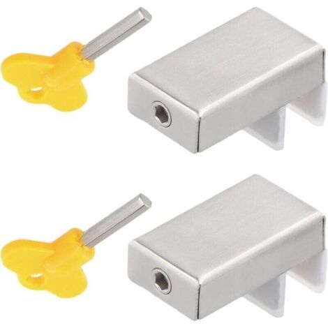 Lot de 2 Serrure Baie Vitrée Coulissante, Verrou Cale Fenêtre Coulissante en Acier Inoxydable, Réglables Serrure de Sécurité de Cadre de Porte pour Maison École