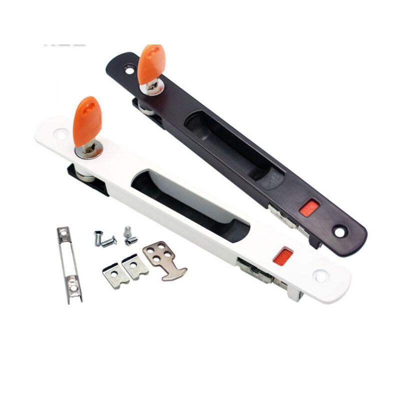 Lot de 2 Serrure de Porte Coulissante,poignées de porte coulissante en verre, montage encastré,à clé,Poignée Invisible,Noir+Blanc