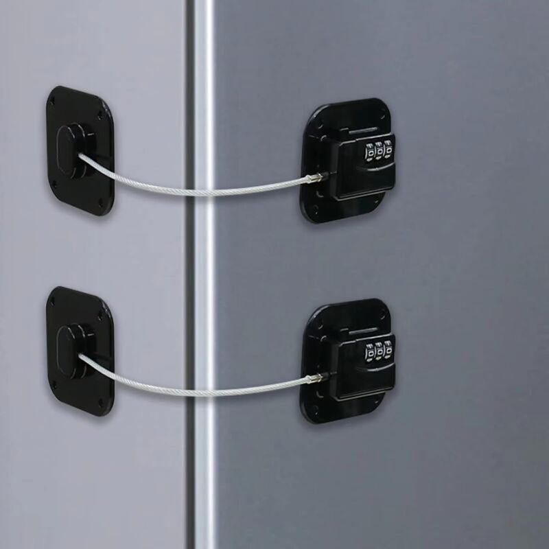 Serbia - Noir Lot de 2 Serrure Frigo avec Code, Cadenas Frigo pour Enfants, Adhésive Verrou de Réfrigérateur à Combinaison, Securite Bloque pour
