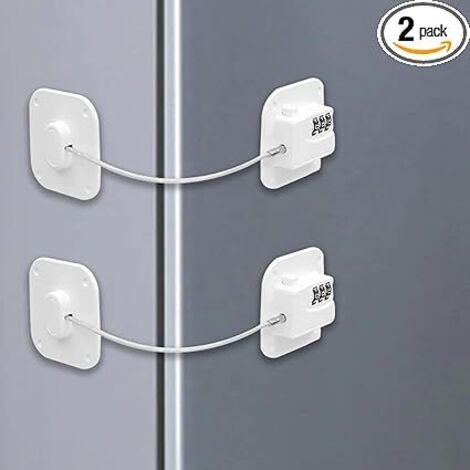 Lot de 2 Serrure Frigo avec Code, Cadenas Frigo pour Enfants, Adhésive Verrou de Réfrigérateur à Combinaison, Securite Bloque pour Porte Frigo Fenêtre Placards Armoires