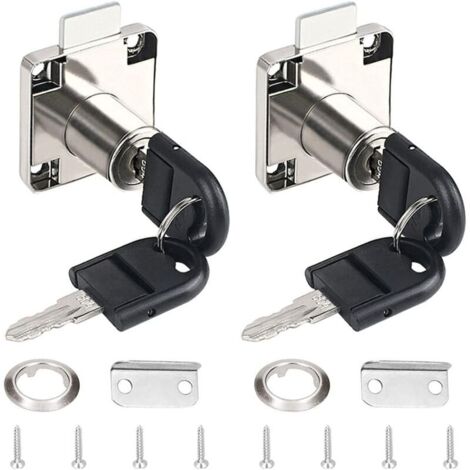 Lot de 2 serrures à cylindre en alliage de zinc blanc Ulisem pour tiroirs et meubles de bureau, idéales pour les armoires, les tiroirs et les coffres.