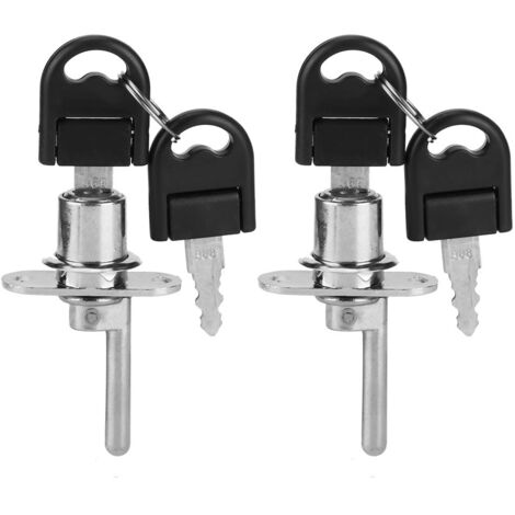 Lot de 2 serrures de meuble à tiroirs avec clés de sécurité pour bureau (tête de 19 mm, argent)