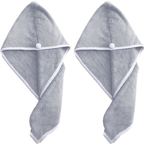 Lot de 2 serviettes à cheveux pour femme, bonnet de serviette de tête, serviette enveloppante pour cheveux longs bouclés et anti-frisottis