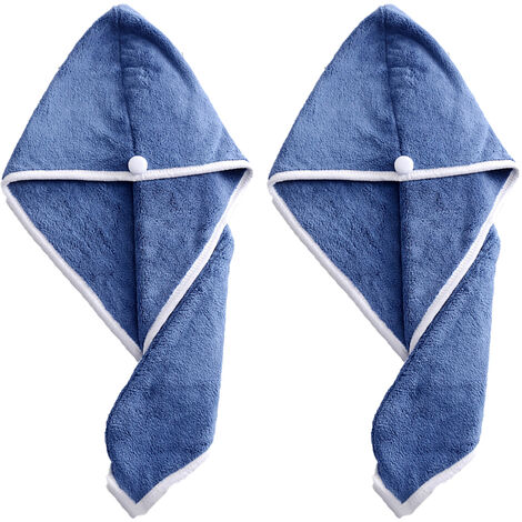 Lot de 2 serviettes à cheveux pour femme, bonnet de serviette de tête, serviette enveloppante pour cheveux longs bouclés et anti-frisottis