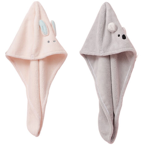 Lot de 2 serviettes absorbantes pour sécher les cheveux, type turban, pour femmes et filles. Séchage rapide et magique.