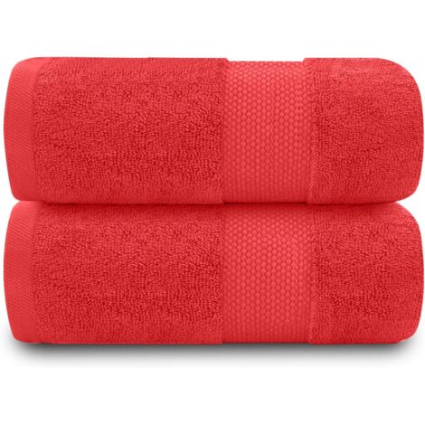 Lot de 2 Serviettes de bain, 100% Coton égyptien, 700 g/m², Extra absorbantes, Séchage rapide, Couleur vin