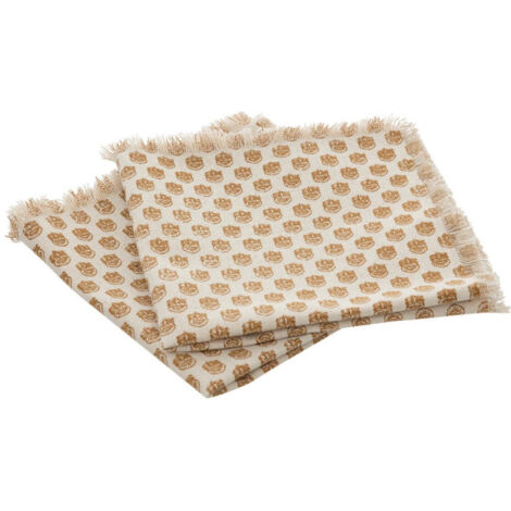 Lot de 2 Serviettes de Table Imprimé "Maha" 40x40cm Beige