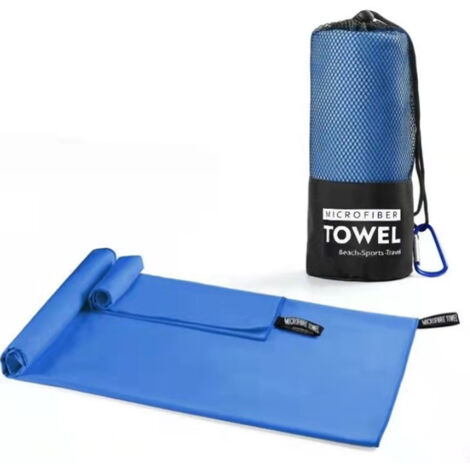 Lot de 2 serviettes de voyage en microfibre, séchage rapide, idéales pour le camping et la plage, ultra-absorbantes.