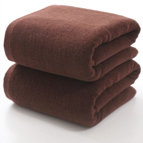 Lot de 2 serviettes en pur coton couleur café, douces et absorbantes, linge de bain – 35 × 70 cm