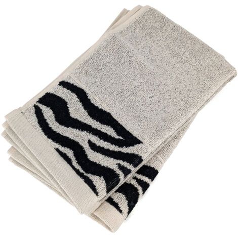 Lot de 2 serviettes invité absorbantes coton 33x50cm ZEBRA bordure beige