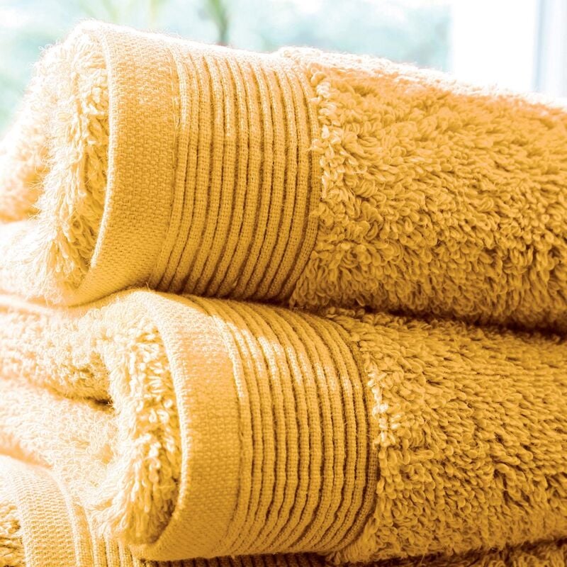 Lot de 2 serviettes invité en éponge Jaune Ocre 33x50 cm