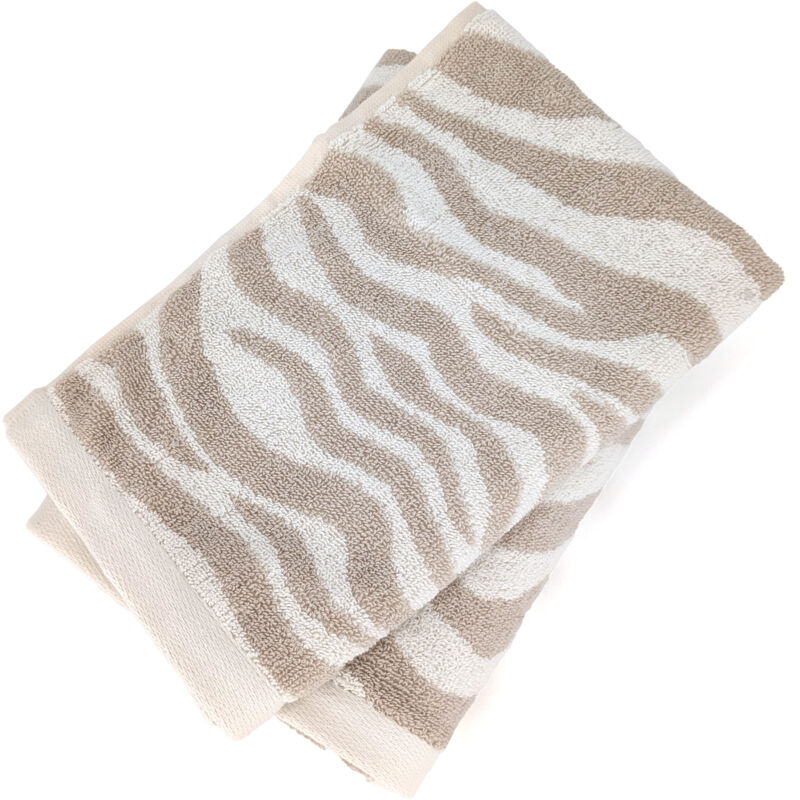 Lot de 2 serviettes invités 33x50 cm zebra soft pur coton motif zèbre beige