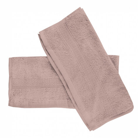 Lot de 2 serviettes invités en coton 500 gr/m2 30x40 cm LAGUNE vieux rose, par Soleil d'ocre