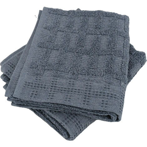 Lot de 2 serviettes invités gaufré 33x50 cm pur coton collection DENIM bleu