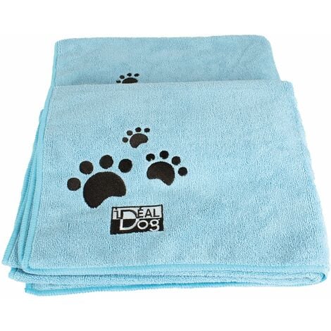 Serviettes microfibre ideal dog bleues pattes grises 60 x 100 cm /2