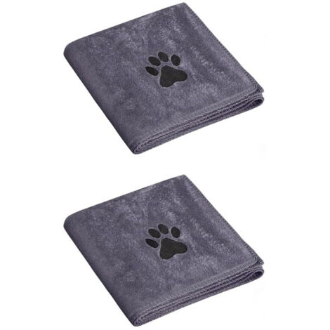 Lot de 2 serviettes pour chien extra absorbantes - Accessoires pour chien - Foulard en microfibre - Séchage rapide - Pour chats, chiens ou autres animaux domestiques - 75 x 35 cm - Gr