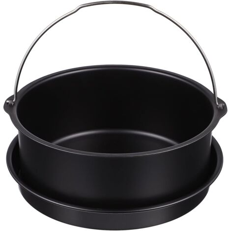 Lot de 2 set de Poêles Antiadhésives 18 CM pour Friteuse à Air Panier à Gâteau et Plaque à Pizza en Acier Résistant 220°C