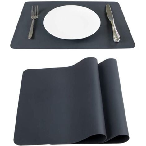 Lot de 2 Set de table set de table essuyable en silicone 40 x 30 cm adapté aux enfants sets de table lavables antidérapants dessous de table tapis assiette dessous de plat lavable