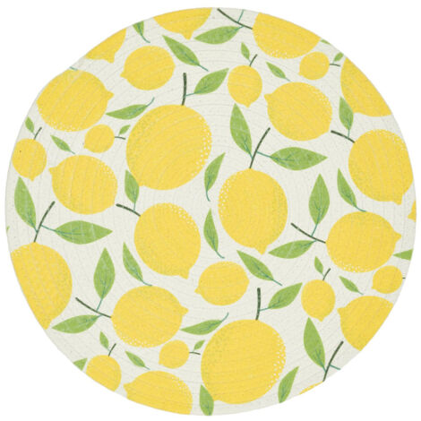 Lot de 2 sets de table en polyester rond 38 cm collection LIMONE motifs citrons jaune