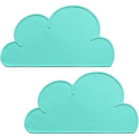 Lot de 2 sets de table pour enfants, coussinets antidérapants en silicone, plateau repas antiadhésif et résistant à la chaleur, sets de table de voyage portables, couverts pour tout-petits.