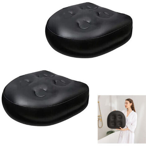 Lot de 2 Sièges de Bain Spa Jacuzzi Noir,Coussin et pour spa, coussin d'élévation multifonctionnel, coussin étanche gonflable, coussin de bain de massage, dossier de bain mou