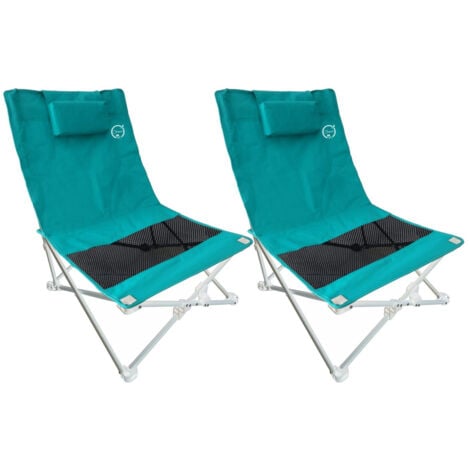 O'SUN Lot de 2 sièges de plage pliables - O'Beach - Housse de transport inclus - 40 x 40 x 70 cm