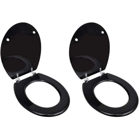 Lot de 2 Sièges de toilette，Abattant WC，Sièges WC avec couvercles MDF Noir VDVM750696