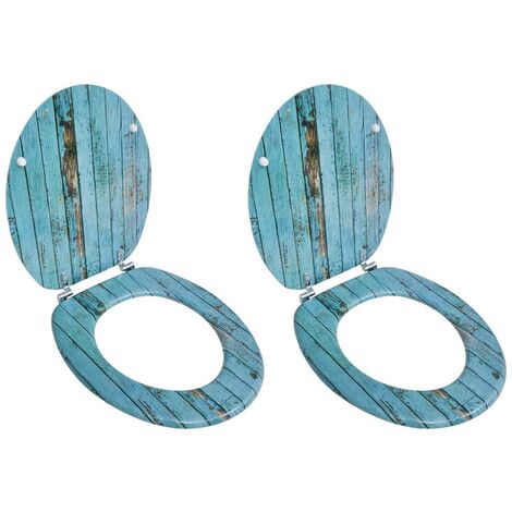 Lot de 2 Sièges WC avec couvercles Style Contemporain - Lunette de Toilette - MDF Vieux bois Chic-697234