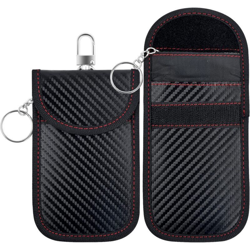 Lot de 2 Signal Blocage Faraday Pochette Sac, Sac de Protection Contre les Signaux de Clés de Voiture, Pochettes Blocage Signal RFID, Faraday Sac,