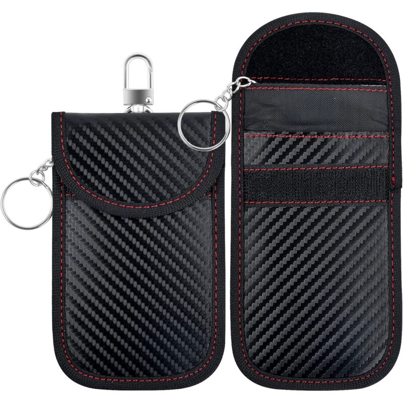 Lot de 2 Signal Blocage Faraday Pochette Sac, Sac de Protection Contre les Signaux de Clés de Voiture, Pochettes Blocage Signal RFID, Faraday Sac,
