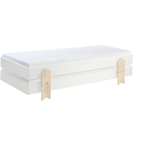 Lot de 2 sommiers empilables 90x200 cm motif flèche blanc - STAACKY