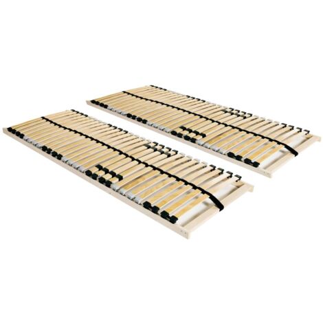 Lot de 2 Sommiers tapissier - Sommier à lattes pour Adulte et Enfant - avec 28 lattes 7 zones 70x200 cm BV787468 - BonneVie