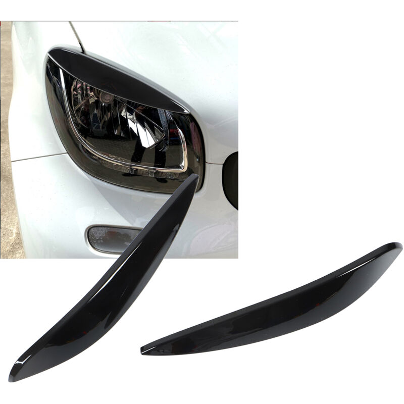 Rapanda - Lot de 2 sourcils de phare gauche et droit en abs de remplacement pour Benz Smart 453 Fortwo Forfour 2015-2020, noir brillant