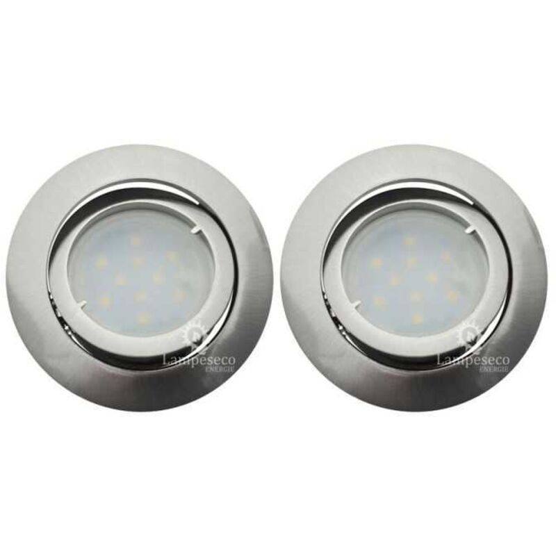 Lot de 2 Spot Led Encastrable Complete Satin Orientable lumière Blanc Chaud eq. 50W ref.209