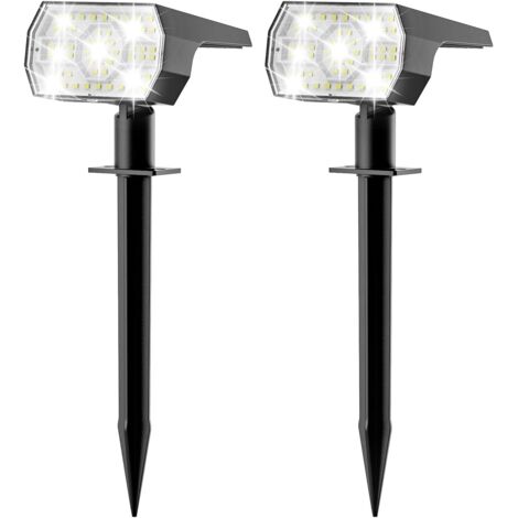 Lot de 2 Spot Solaire Outdoor, 56 LEDs 3 Modes Lampe Exterieur Jardin, Fonction 2 en 1 et IP65 Étanche Projecteur Pour Décoration, Allée, Chemin