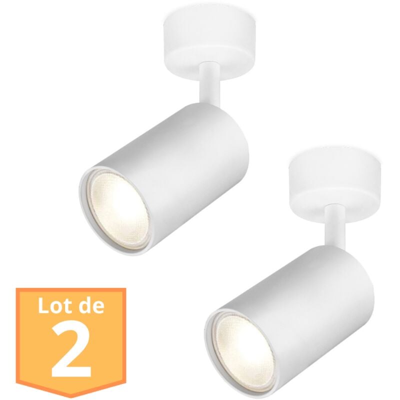 Lot de 2 Spots de plafond orientables blanc GU10 35W