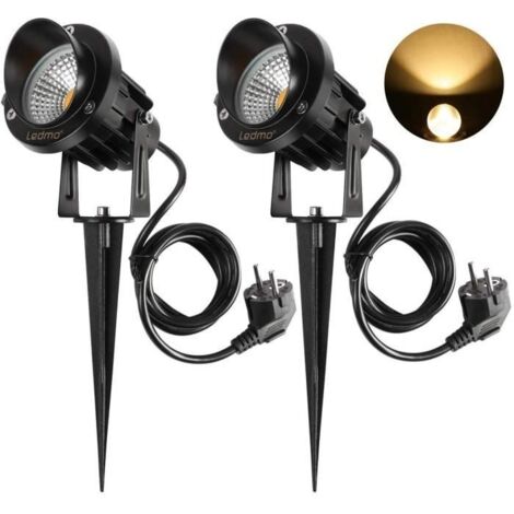 Lot de 2 Spots LED Exterieur, 9W LED Lampe de Jardin 900LM Blanc 3000K, Éclairage Exterieur Etanche IP65 LED Luminaire Exterieur