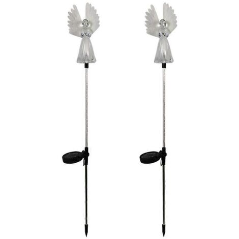 Lot de 2 statues d'anges solaires lumineuses LED décoratives pour jardin et tombe