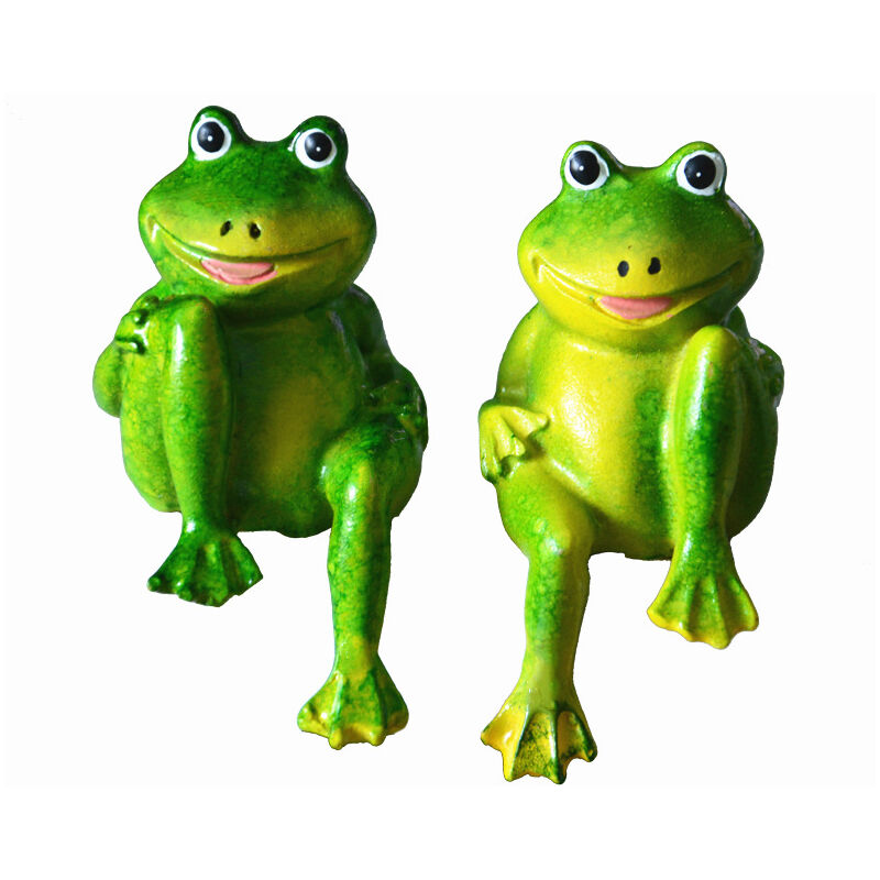 Sunxury - Lot de 2 statues de grenouille en résine, sculptures décoratives de jardin extérieur, grenouille mouchetée, étanche, décoration de jardin