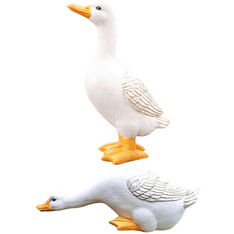 Lot de 2 statues décoratives de jardin en forme de canard artificiel, accessoires décoratifs, canards porte-bonheur