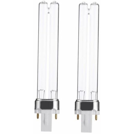 Lot de 2 stérilisateurs UV pour aquarium, purificateurs, ampoules germicides UV de rechange, culot G23 de 9 W
