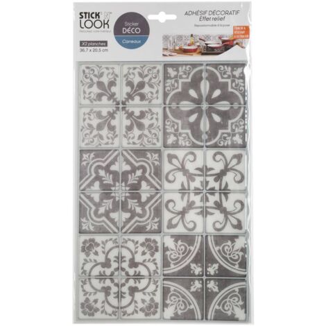 Lot de 2 stickers, carrelage, 20x30 cm Caro - Atmosphera créateur d'intérieur