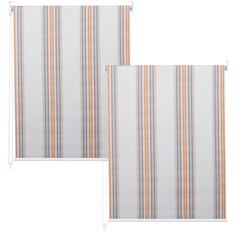 HHG - Lot de 2 stores à enroulement 474, store à enroulement latéral, 120x230cm protection solaire opaque, gris/brun/orange