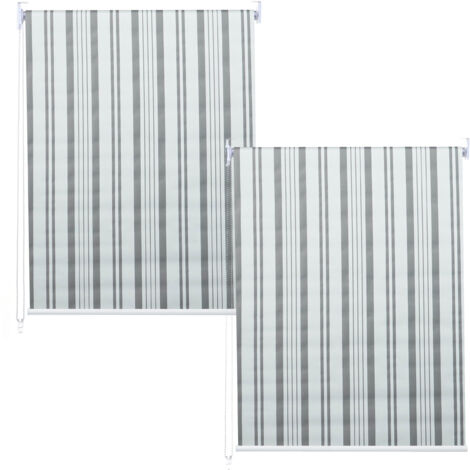 Lot de 2 stores à enroulement HWC-D52, store à enroulement latéral, 100x160cm protection solaire opaque  gris/blanc