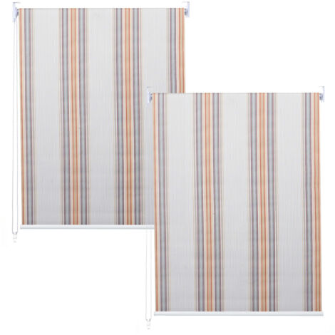 Lot de 2 stores à enroulement HWC-D52, store à enroulement latéral, 120x230cm protection solaire opaque - gris/brun/oran