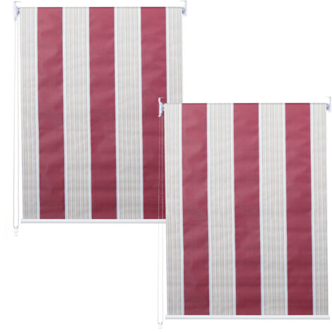 Lot de 2 stores à enroulement HWC-D52, store à enroulement latéral, 120x230cm protection solaire opaque - rouge/blanc/be