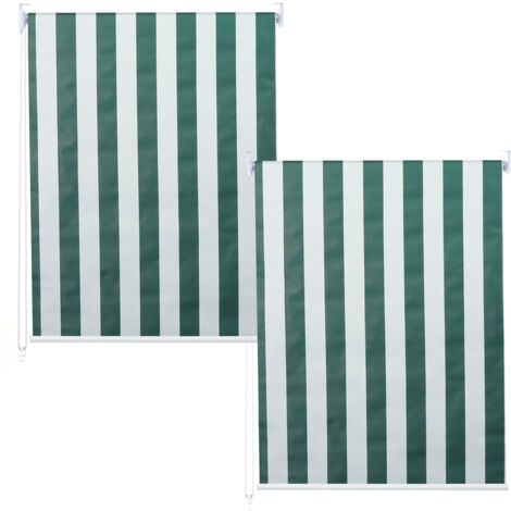 Lot de 2 stores à enroulement HWC-D52, store à enroulement latéral, 120x230cm protection solaire opaque - vert/blanc