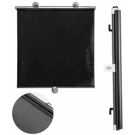 Lot de 2 stores enrouleurs à ventouses, pare-soleil, rideaux occultants pour voiture et maison - yky - 40 x 125 cm - Noir