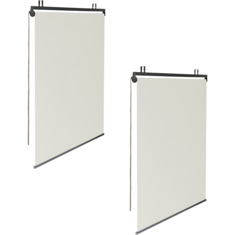 Lot de 2 stores enrouleurs L.124 x H. 225 CM pour pergola écru
